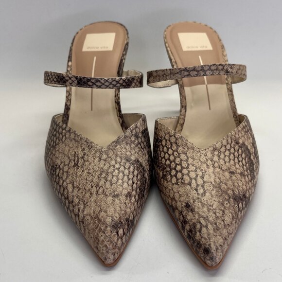 Dolce Vita  Kanika Heels Size 9.5 Sand Snake Embossed Leather Pointed Toe - Picture 7 of 16